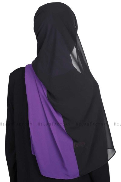 Ylva - Hijab Chiffon Pratico Viola & Nero