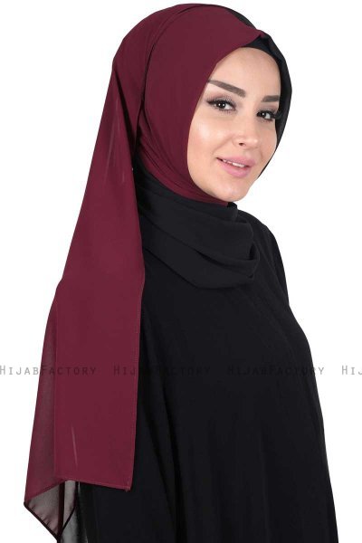 Ylva - Hijab Chiffon Pratico Prugna & Nero