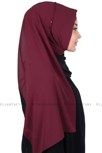 Ylva - Hijab Chiffon Pratico Prugna & Nero
