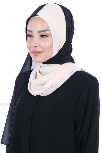 Ylva - Hijab Chiffon Pratico Nero & Beige