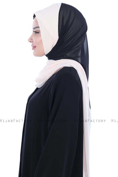 Ylva - Hijab Chiffon Pratico Nero & Beige