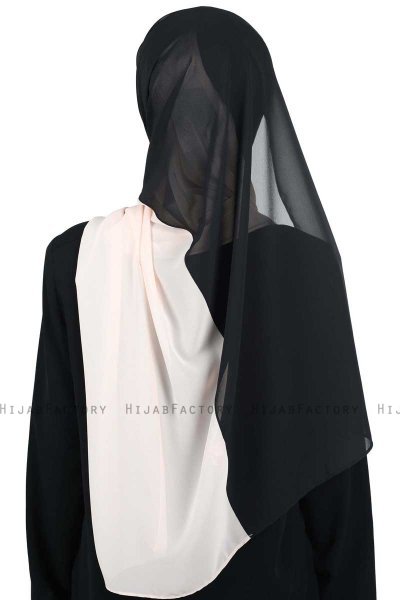 Ylva - Hijab Chiffon Pratico Nero & Beige