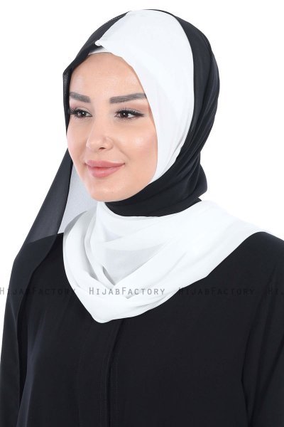 Ylva - Hijab Chiffon Pratico Bianca & Nero