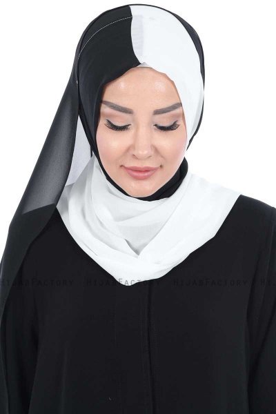 Ylva - Hijab Chiffon Pratico Bianca & Nero