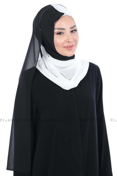 Ylva - Hijab Chiffon Pratico Bianca & Nero