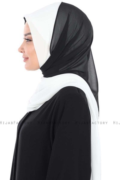 Ylva - Hijab Chiffon Pratico Bianca & Nero