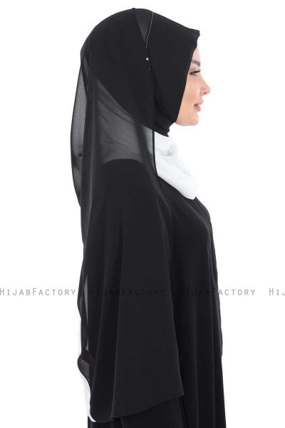 Ylva - Hijab Chiffon Pratico Bianca & Nero