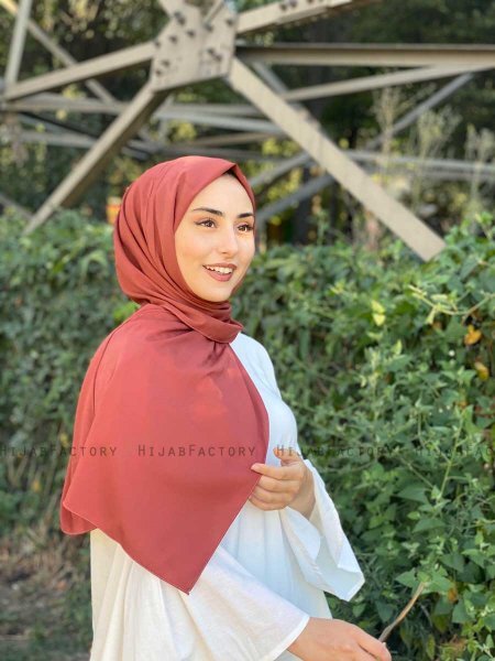 Zahra - Hijab Rosso Mattone In Crêpe - Mirach