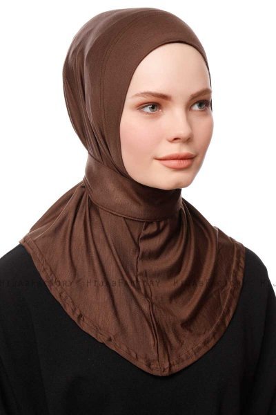 Zeliha - Hijab Pratico Viscosa Marrone