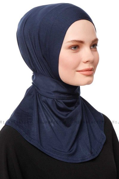 Zeliha - Hijab Pratico Viscosa Blu Navy