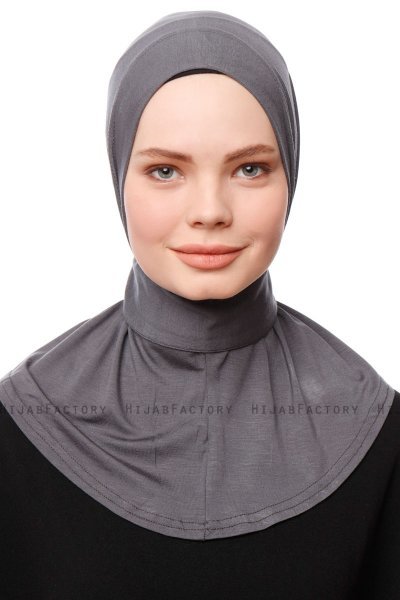 Zeliha - Hijab Pratico Viscosa Grigio Scuro