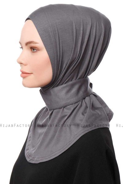 Zeliha - Hijab Pratico Viscosa Grigio Scuro