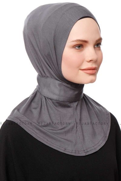 Zeliha - Hijab Pratico Viscosa Grigio Scuro