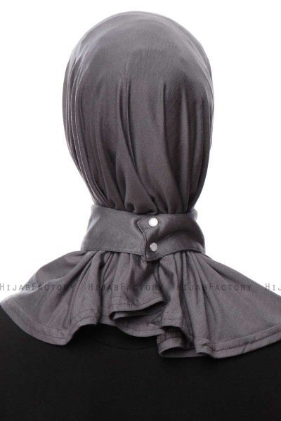 Zeliha - Hijab Pratico Viscosa Grigio Scuro