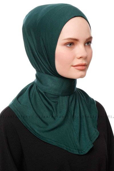 Zeliha - Hijab Pratico Viscosa Verde Scuro