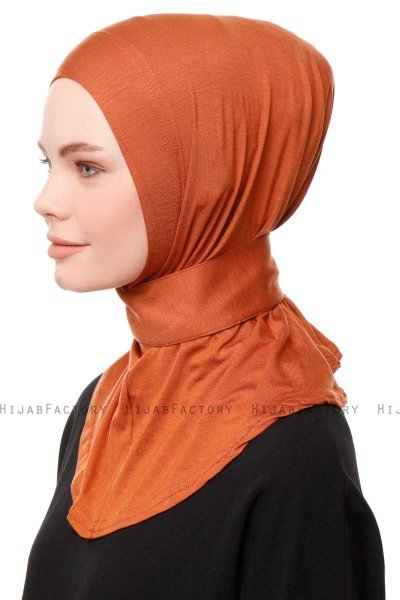 Zeliha - Hijab Pratico Viscosa Rosso Mattone