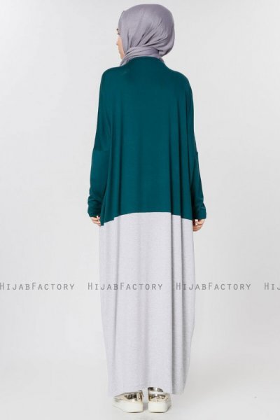 Zenia Mörkgrön & Ljusgrå Klänning Miss Halima 280143d