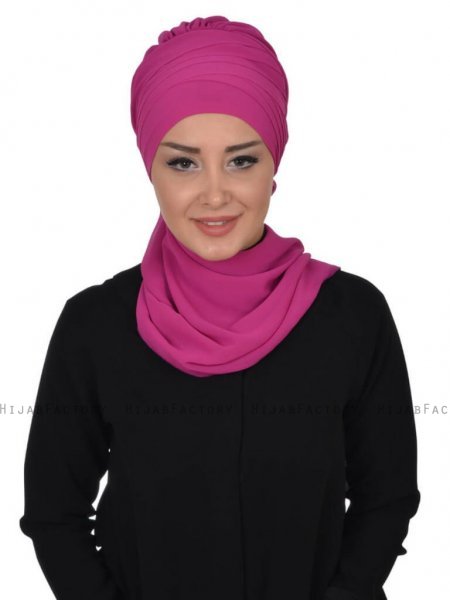 Zoe Fuchsia Chiffon Turban Sjal Hijab Ayse Turban 322810a