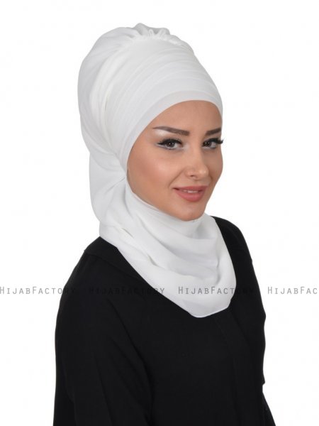 Zoe Offwhite Chiffon Turban Ayse Turban 322818-2